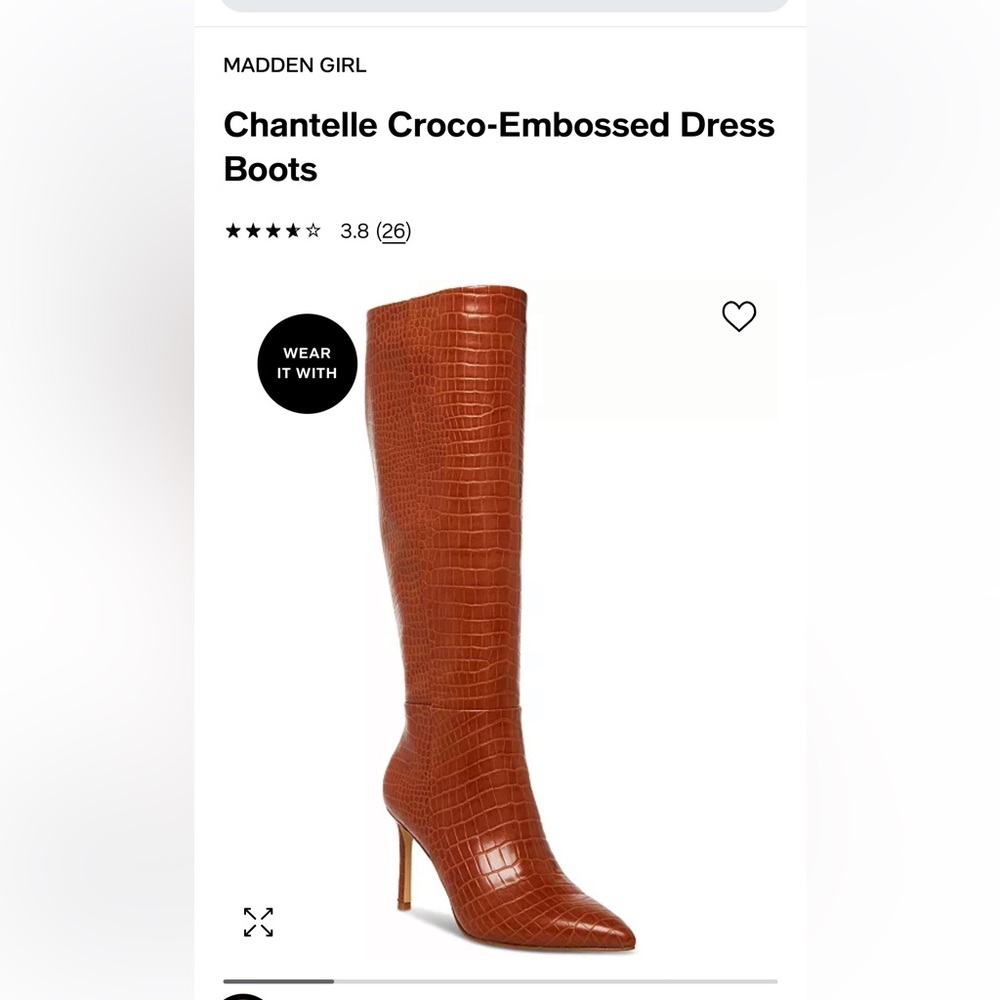 Madden girl Chantelle Cognac Croc Boots
